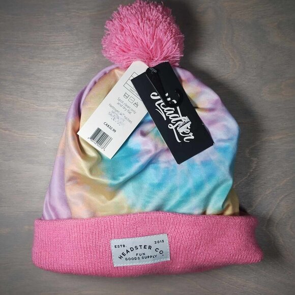 Headstar Co NWT rainbow toque pompom pink comfortable size medium kids - Picture 4 of 6